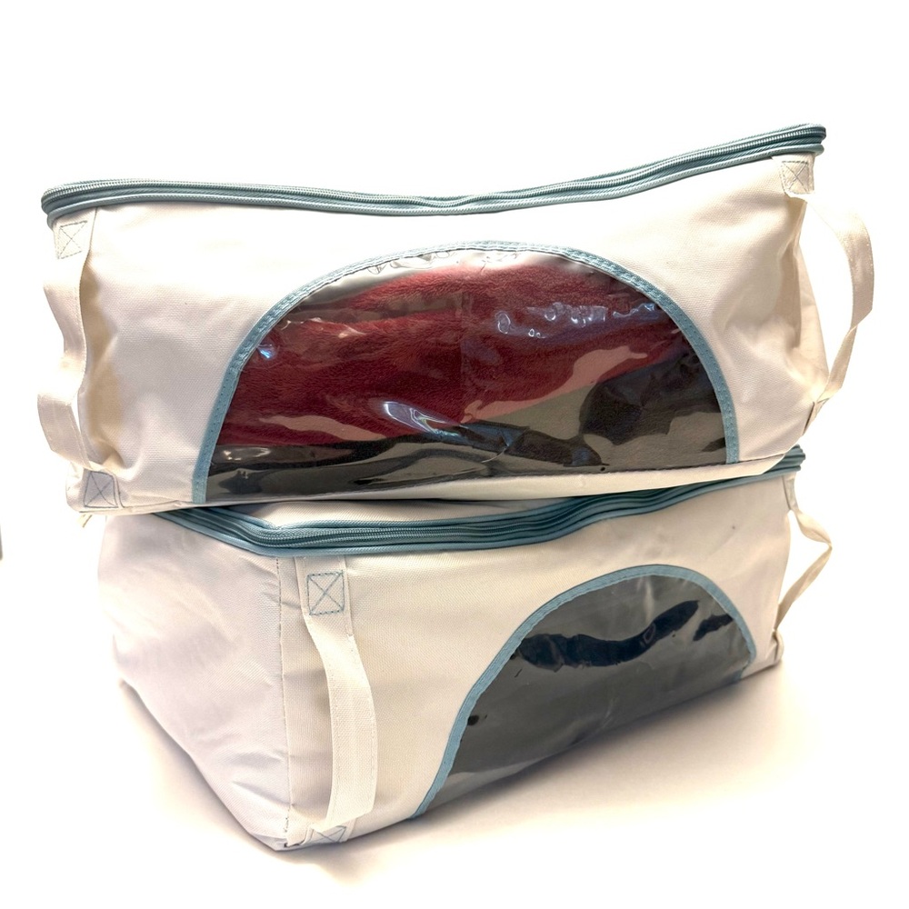 2 Canvas Zippered Storage Bags by Real Simple About 17.5” x 12.5” x 7”